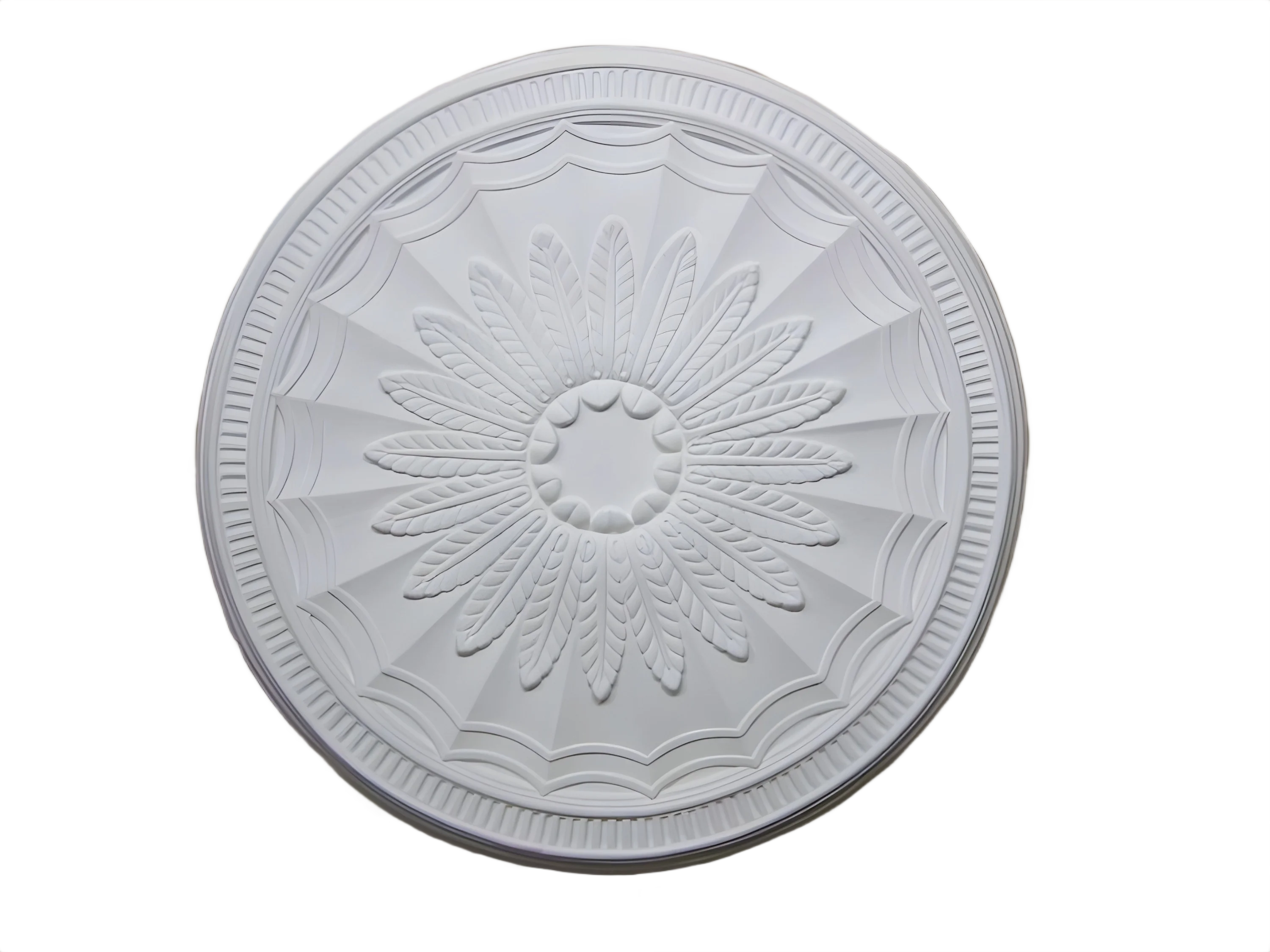 Radiating Feather Ceiling Rose - Kayvic handmade decorative plasterwork