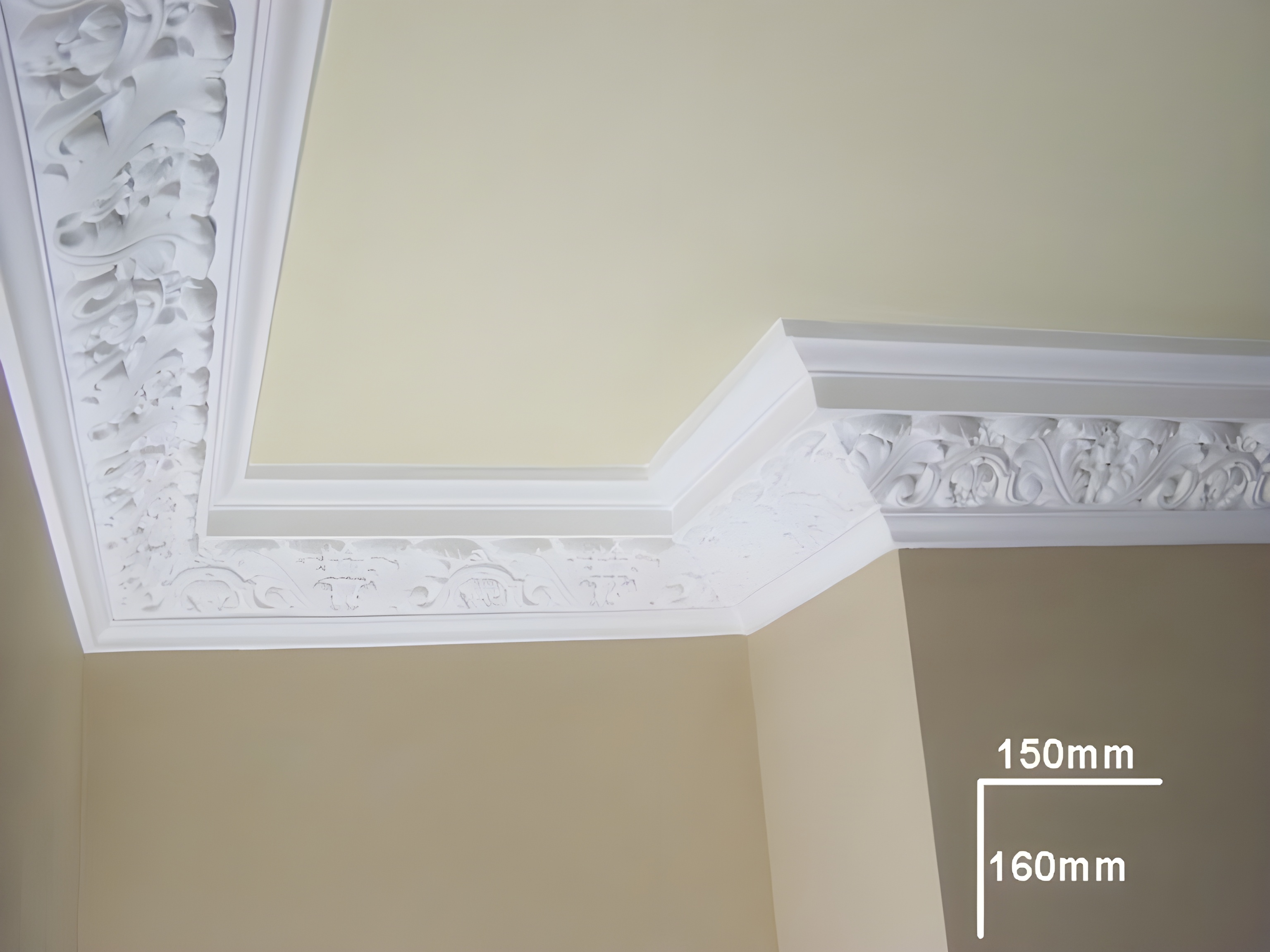 Ornate Scroll Cornice - Kayvic handmade cornice plasterwork Wales