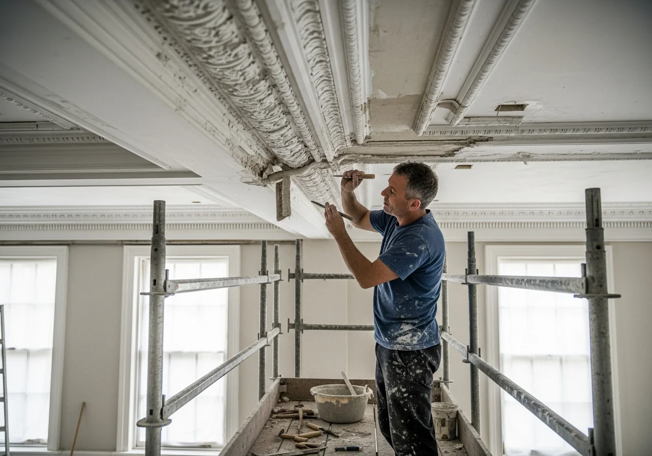 Cornice Restoration - Kayvic handmade plaster mouldings Wales UK