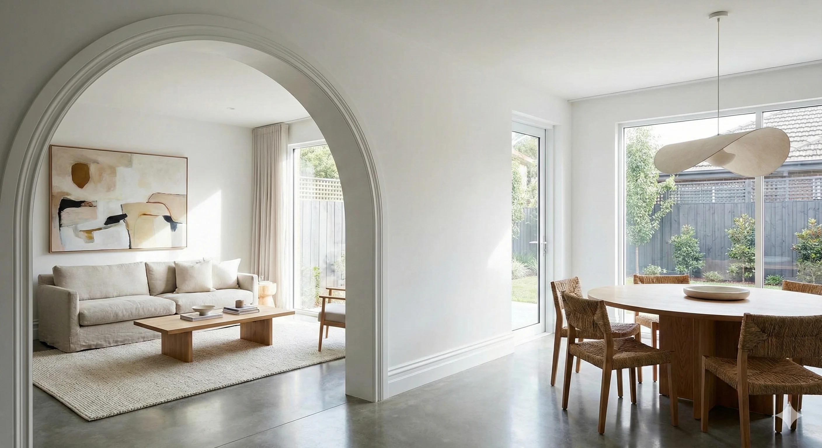 Wide Arch Between Rooms - Kayvic handmade arch plasterwork Wales