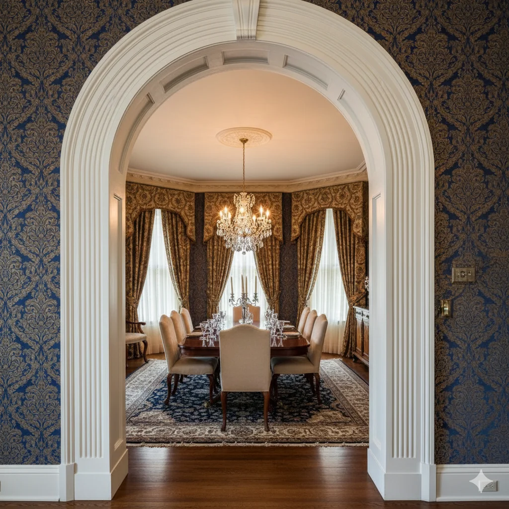 Panelled Arch with Fluted Pillars - Kayvic handmade arch plasterwork Wales